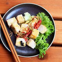 Appetizer - "Salty cubes" at Nora's Garden in Berlin