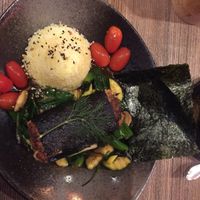 Vegan fish at Nora's Garden in Berlin