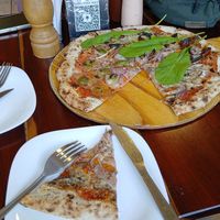 Pizza (1/2 da casa 1/2 mediterrânea) at Salgados Veganos Manaus in Manaus