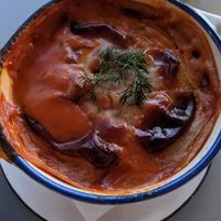 Mousakka at Katharos Lounge in Santorini