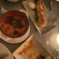 Moussaka & phyloroll  at Katharos Lounge in Santorini