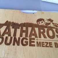 Logo at Katharos Lounge in Santorini