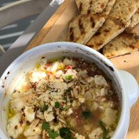 Baked feta (vegan), soooo good!! at Katharos Lounge in Santorini