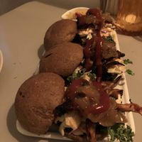 BBQ pulled “pork” mini burgers  at Katharos Lounge in Santorini