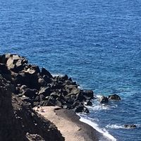 Beach views at Katharos Lounge in Santorini
