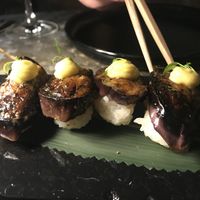 Miso glazed aubergine sushi 👨🏼‍🍳❤️ at Katharos Lounge in Santorini