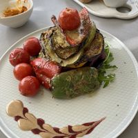 Stacked veggies at Katharos Lounge in Santorini