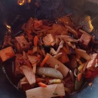 The food was tasty but those veggies ar those frozen mixtures and that is not nice for the price I paid. at Mum's in Sagres