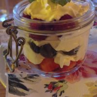 The only vegan option: fruits with vegan Chantilly. Simple but very good as well at Mum's in Sagres