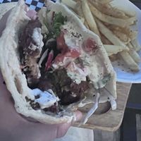 Inside the falafel wrap—ask for the garlic sauce!   at Kareem's in Naples