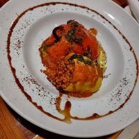 Stuffed vegetables: roasted peppers stuffed with bulgur, tomato sauce & mint sauce was yum! at Kareem's in Naples