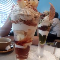 Apple parfait and Green tea Adzuki parfait at Wired Bonbon in Tokyo