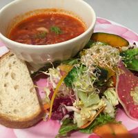 Beet minestrone soup at Wired Bonbon in Tokyo