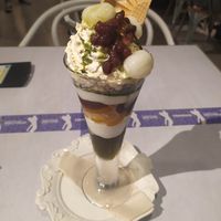 matcha and azuki parfait at Wired Bonbon in Tokyo