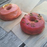 Raspberry pistachio and California strawberry lemonade at Good Town Doughnuts in Tokyo