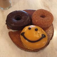 Chocolate glaze, mango glaze and toasted coconut at Good Town Doughnuts in Tokyo