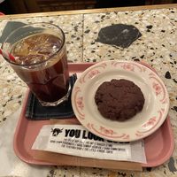 iced americano and chocolate cookie  at The Little Bakery in Tokyo