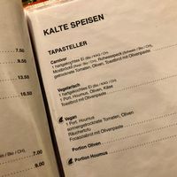 menu at Cafe Zaehringer in Zurich