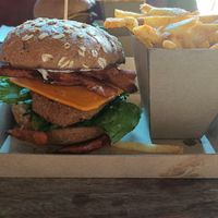 Getta Crispy Burger + Chips at Getta Burger in West End