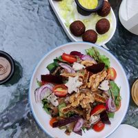 Salad and zucchini balls at Luna's Kitchen in Beirut