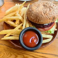 Vegan beetroot burger at Mezyan in Beirut
