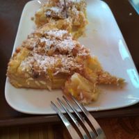 Vegan mango and banana tart at Kurkuma in Krasnodar