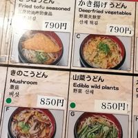 Menu in English with vegan/vegetarian options marked with green stickers at Mizuya Chaya 水谷茶屋 in Nara
