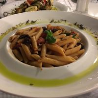 Penne with tomato sauce  at Vassilikos in Santorini
