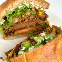 Double Beyond Burger at Sunshine's Health Food Store and Vegetarian Deli in Houston