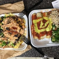 Black Bean Nachos and enchiladas at Sunshine's Health Food Store and Vegetarian Deli in Houston