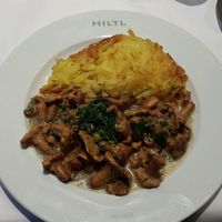 mushrooms with Rösti from seasonal menu at HILTL - Sihlstrasse in Zurich