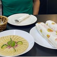 Hummus dip (comes with flatbread) and falafel sandwiches  at Rubin Mardini in Penang