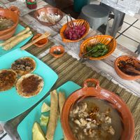 Pozole and tacos at La Garnacheria Vegana in Cuernavaca