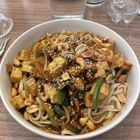 La Indonesia with tofu  at Cafe del Mundo in La Paz