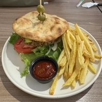 Quinoa burger  at Cafe del Mundo in La Paz