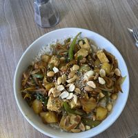 La Indonesian (with tufo and rice)  at Cafe del Mundo in La Paz