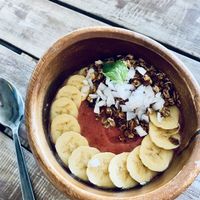 Strawberry Banana with coconut water instead of yogurt at Hoy Panga in Boracay