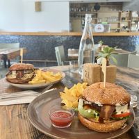 Vegan burger with “bacon"  at Vegan Xpress in Mitzpe Ramon