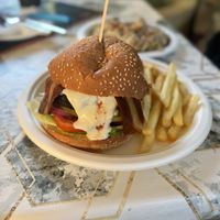 Vegan burger with seitan bacon and cashew cheese  at Vegan Xpress in Mitzpe Ramon