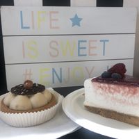 Tartelletta e “cheese” cake   at Radagast Vegan Bakery in Rome