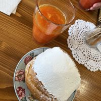 Spremuta and maritozzo classico  at Radagast Vegan Bakery in Rome