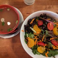 Miso soup and Japanese salad at Cafe Sado in Chester