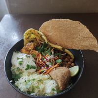 Veggie tofu bowl (not sure if the yogurt was vegan) at Indian Street Food & Co - Drottninggatan in Stockholm
