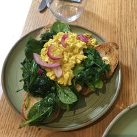 Tofu scramble with spinach   at Fint in Leeds