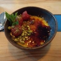 Vegan creme brulee at Fint in Leeds