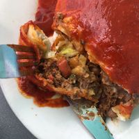 Inside of the burrito, so good! at La Cabana de Raya in Astoria