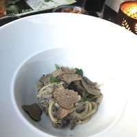 Vegan walnut truffle spaghetti (normal serving is three times the size). at La Bussola in West Singapore