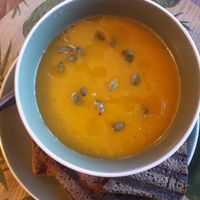 Pumpkin soup at Manipura Ethic Cafe & Bar in Baku