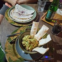 Guacamole and kutab (up) at Manipura Ethic Cafe & Bar in Baku