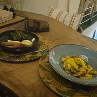 Dolmas (left) and potato & mushroom on the right at Manipura Ethic Cafe & Bar in Baku